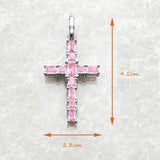 Brand New Pendant Cross with Pink AAA Zircon Crystals Jewelry 925 Sterling Silver Romantic Christian Gift For Women - The Jewellery Supermarket