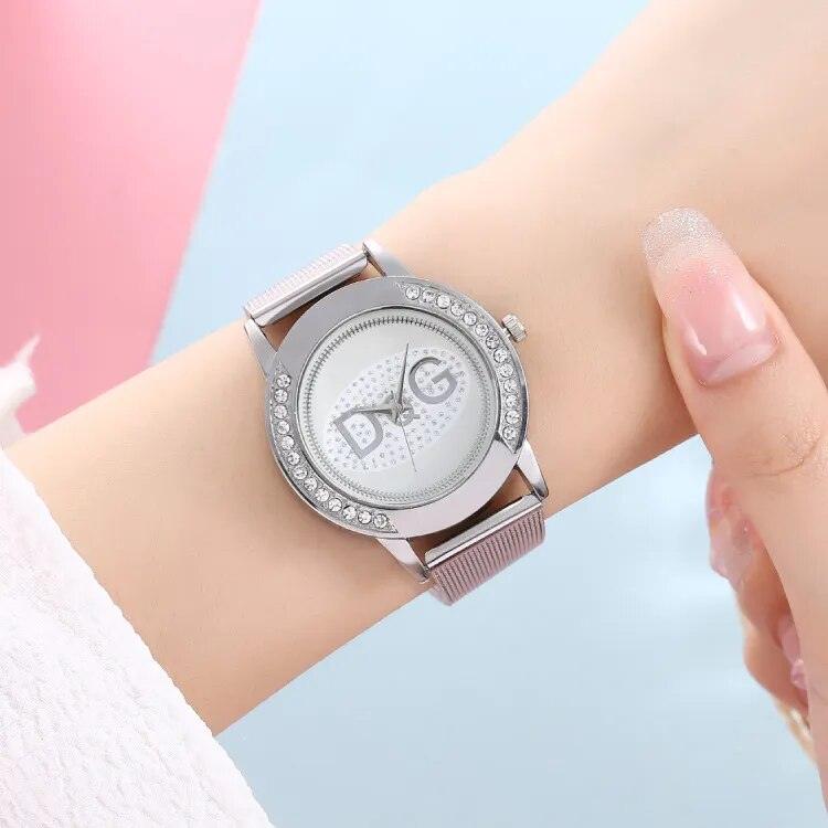New Fashion Famous Brand Water Resistant Double CZ Diamonds Gold Alloy Strap Quartz Wrist Watches For Women - The Jewellery Supermarket