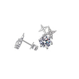 Eight-Pointed Star VVS1 D Colour Moissanite Diamonds Stud Earrings for Women Simple Style S925 Silver Fine Jewellery - The Jewellery Supermarket