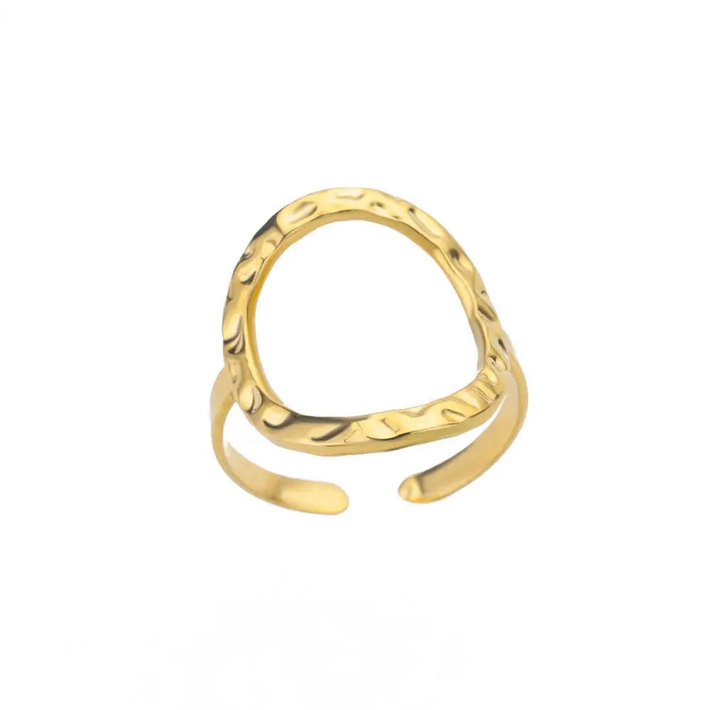 New In Irregular Hollow Opening Rings For Women and Girls - Stainless Steel 14K Gold Colour Geometric Fashion Gifts - The Jewellery Supermarket