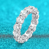 Sparkling 7ct 5mm Full Moissanite Diamonds Round Cut Full Eternity Wedding Engagement Silver Rings for Women - The Jewellery Supermarket
