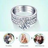 Dazzling 2CT 3-in-1 VVS D Colour Moissanite Diamonds Detachable Stacking Ring Sets Silver Wedding Party Fine Jewellery - The Jewellery Supermarket