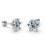 Awesome 18KGP Colour 0.2ct- 4ct Moissanite Diamonds Screw Back Silver Stud Earrings Fine Jewellery - The Jewellery Supermarket
