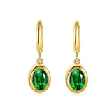 Trendy Green Zircon Crystals Stainless Steel Drop Luxury Charm Dangle Earrings for Women and Girls - The Jewellery Supermarket