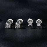 Dazzling Square 14KGP D Colour VVS1 Moissanite Diamonds 4 Prongs Stud Earrings Shining Silver Fine Jewellery