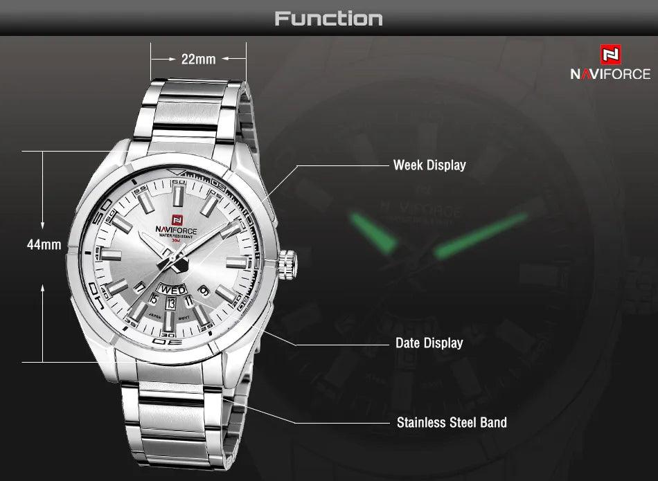 New Arrival Top Brand Full Steel Waterproof Casual Quartz Date Sport Military Watches for Men - The Jewellery Supermarket