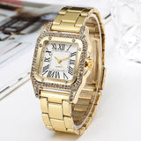 High Quality Square Design Fashion Business Ladies Stainless Steel Rose Gold Silver Colour Quartz Watches - The Jewellery Supermarket