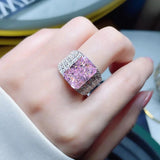 High Quality Luxury 10 Carat Super Glitter AAAAA High Carbon Diamond Radiant Cut Sterling Silver Big Ring - The Jewellery Supermarket