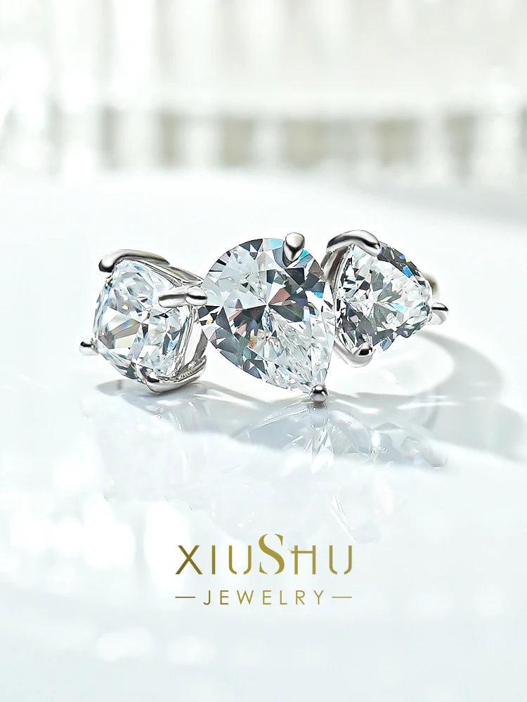 Light Luxury White Diamond Ring Set with High Quality AAAAA High Carbon Diamonds for Women, Versatile Jewellery - The Jewellery Supermarket