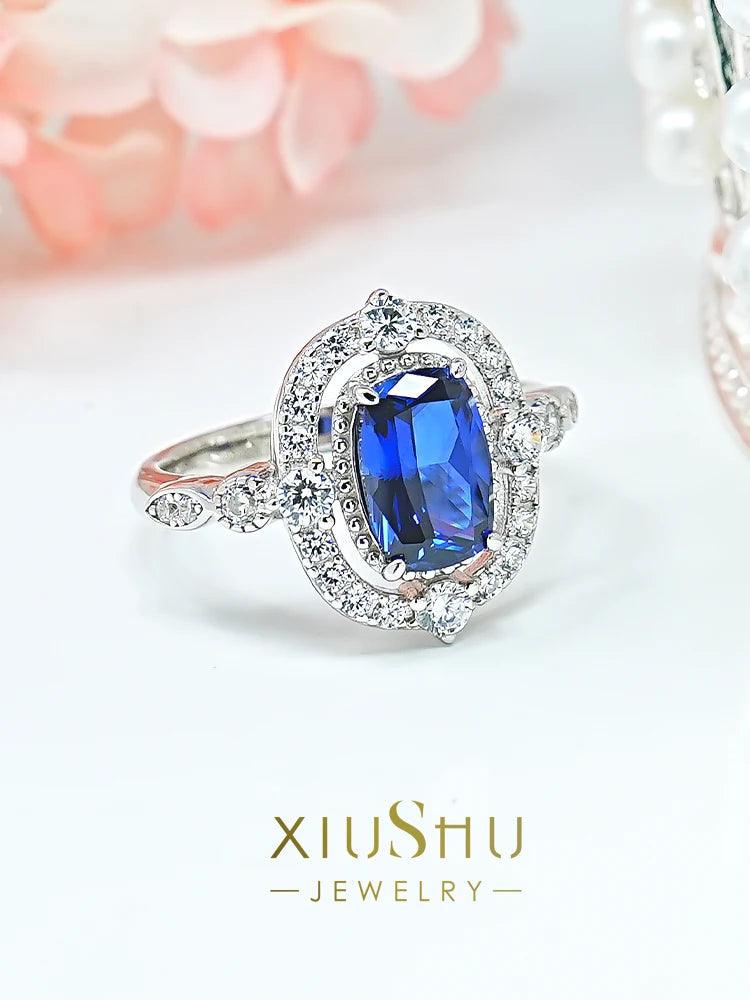 Elegant Style Design Luxury Retro Royal Blue Ring Inlaid with High Quality AAAAA High Carbon Diamonds Jewellery - The Jewellery Supermarket