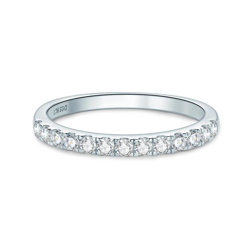 Adorable Pave Setting Half Eternity Moissanite Diamond Rings - Wedding Engagement Fine Bague Jewellery - The Jewellery Supermarket