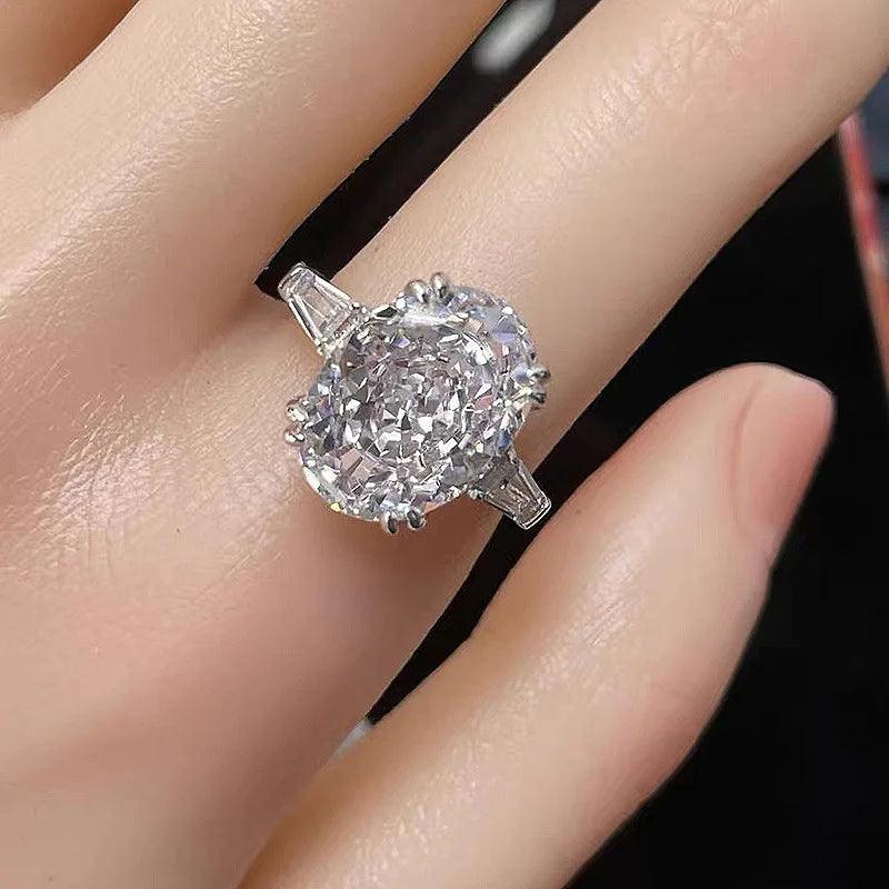 Classic Sparkling Oval 4ct AAAAA Lab Grown Diamond Big Rings - Silver Party Wedding Engagement Rings for Women - The Jewellery Supermarket