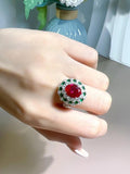 Vintage Fashion 4 Carat Flower Red Ring Inlaid with High Quality AAAAA High Carbon Diamonds - Party Engagement Jewellery - The Jewellery Supermarket