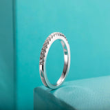 Splendid 1.5mm D Color Moissanite Diamonds Half Eternity Rings - Silver Wedding Engagement Rings For Women - The Jewellery Supermarket