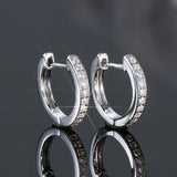 Stunning 14K WGP Round Hoops D Colour 1.3mm Moissanite Diamond Huggie Earrings - Silver Trendy Jewellery - The Jewellery Supermarket