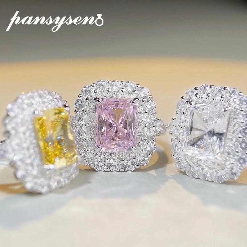 Luxury 3CT Radiant Cut Yellow, Pink, White Sapphire High Quality AAAAA High Carbon Diamond Party Engagement Rings - The Jewellery Supermarket