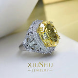 Terrific High Quality 14 Carat Big Yellow Lab Created Diamond Ring - Realistic 925 Sterling Silver Luxury Jewellery - The Jewellery Supermarket