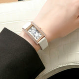 Luxury Design Vintage Classic Cz Diamonds Starry Square Simple and Stylish Roman Numeral Casual Quartz Wristwatch