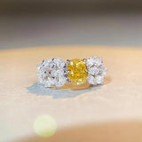 Luxury Feather Design Yellow, White, Blue Radiant Cut 2 Carat High Quality AAAAA High Carbon Diamond Fine Rings - The Jewellery Supermarket