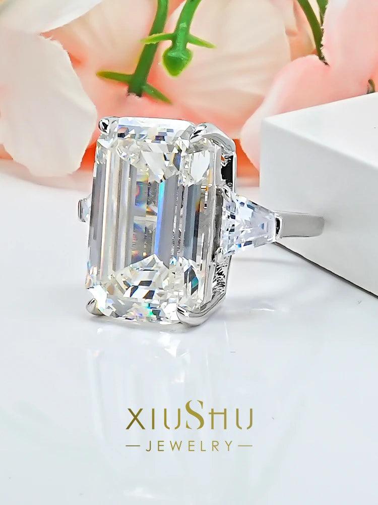 Luxury New Fashion Exquisite 3D Retro Emerald Cut High Quality AAAAA High Carbon Diamonds Fine Jewellery Rings - The Jewellery Supermarket