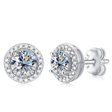 Sparkling Pt950 Plated Four Claw D Color 5mm 6.5mm 8mm Full Moissanite Diamonds Stud Earrings Silver Fine Jewellery