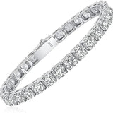 Dazzling Platinum Plated 3-5mm Genuine Moissanite Diamonds Tennis Bracelet - Silver Engagement Wedding Jewellery