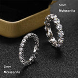 Sparkling 18K Gpld Plated 2.2cttw 3mm D Color Moissanite Diamonds Eternity Wedding Engagement Silver Rings - The Jewellery Supermarket