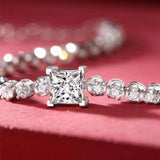 Gorgeous Real Moissanite Diamonds Tennis Bracelet for Women - Silver Princess Cut Diamond Bracelets Fine Jewellery