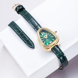 Exquisite Retro Women Snake Head Leather Strap Fashion Premium Quartz Watch with Crystals - Quality Watches for Women