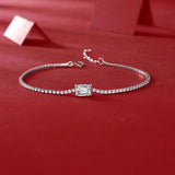Amazing New In 1ct Emerald Cut Moissanite Diamond Link Bracelet for Women - Fine Jewellery with Real Sterling Silver - The Jewellery Supermarket
