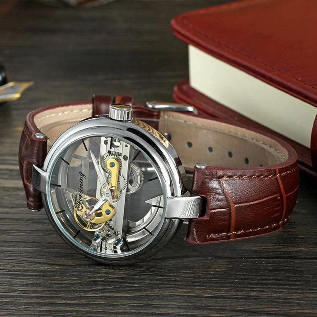 New Full Automatic Tourbillon Mechanical, Luxury Skeleton Transparent Hollow Glass Dial Winding  Watches for Men - The Jewellery Supermarket