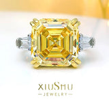 Fashionable Asscher Cut Pagoda High Quality AAAAA High Carbon Diamond Ring Set with Versatile Elegant Fine Jewellery - The Jewellery Supermarket