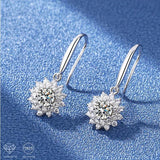 Lovely Sunflower Design 0.5 carat * 2 Moissanite Diamonds Earrings Sunny Fashion Elegant Silver Fine Jewellery