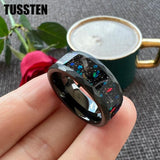 New Arrival Colourful Opal Inlay 8MM Tungsten Hammer Comfort Fit Rings for Men and Women - Popular Wedding Rings - The Jewellery Supermarket