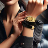 Classic Oval Luxury Versatile Style Quartz Snake Shaped Fashion, High Quality Women's Watch