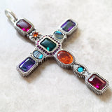 New Arrial Brand New Fine Jewellery Colourful Cross - Talisman 925 Sterling Silver Vintage Pendant Gift For Women