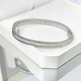 Luxury 18KGP D Color VVS1 Full 2mm Moissanite Diamonds Tennis Bangle Bracelets For Women, Silver Diamond Bracelets