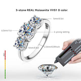 Marvelous 2CT, 4CT D Colour 3 Stone Moissanite Diamond 925 Sterling Silver Wedding Promise Fine Jewellery Rings - The Jewellery Supermarket