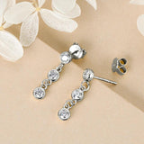 Charming 18KGP Moissanite Diamonds Long Chain Link Hanging Earrings Silver Drop Earrings for Women Fine Jewellery - The Jewellery Supermarket