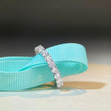 Dazzling 3MM D Color Moissanite Diamonds 18K White Gold Plate Eternity Wedding Engagement Rings for Women - The Jewellery Supermarket