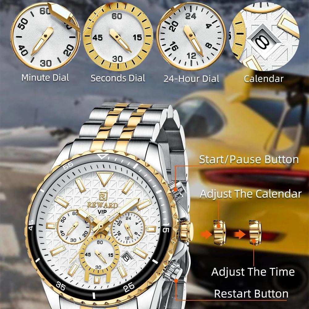 Great Seller - Fashion Casual Sports Luminous Waterproof Stainless Steel Band Business Style Watches for Men - The Jewellery Supermarket