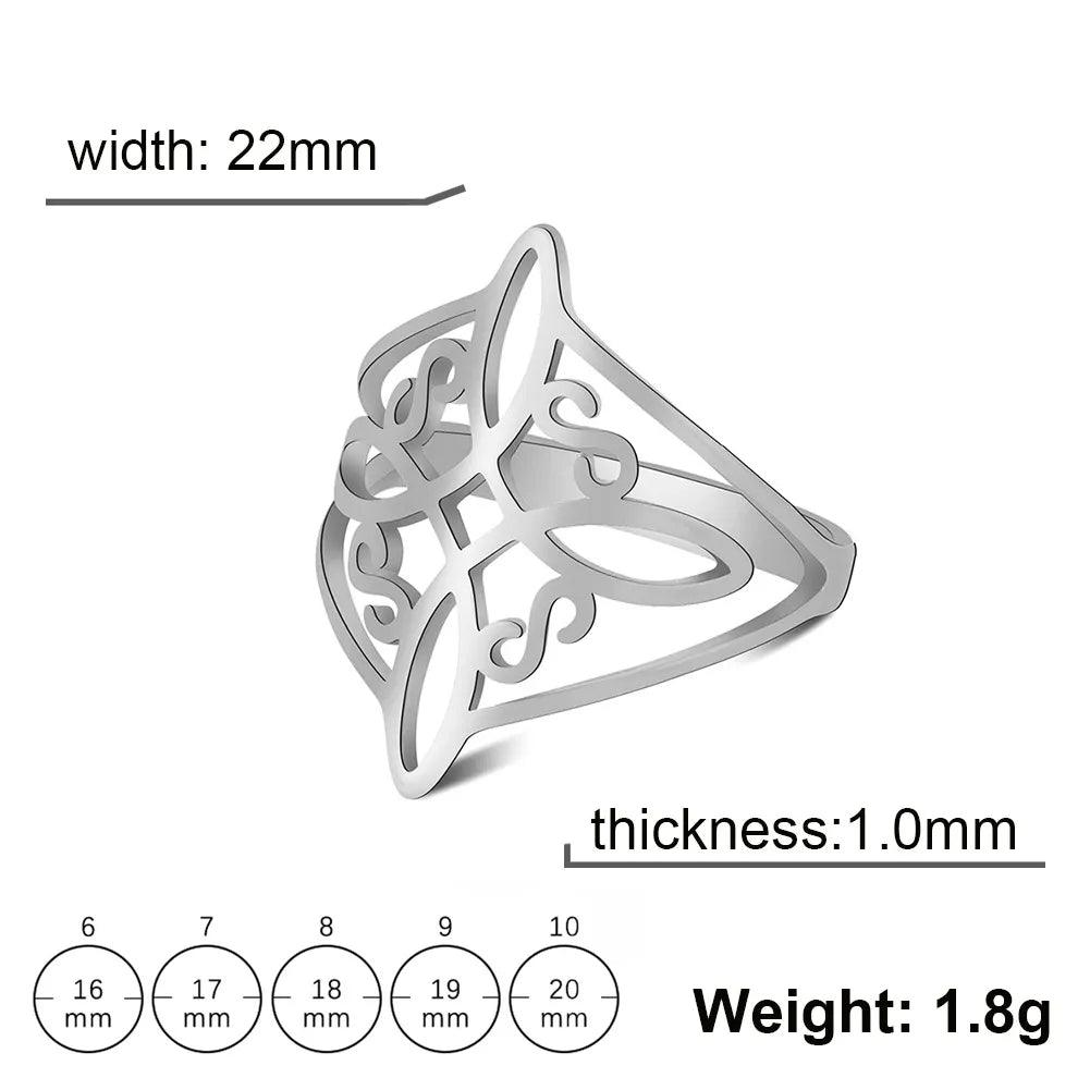 Witch Knot Stainless Steel Wiccan Cross Celtics Knot  - Witchcraft Good Luck Protection Amulet Women Girls Rings - The Jewellery Supermarket