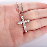 Stunning D Colour VVS1 5mm 5.5ct Cross Necklace with Moissanite Diamonds - Silver Fine Christian Jewellery