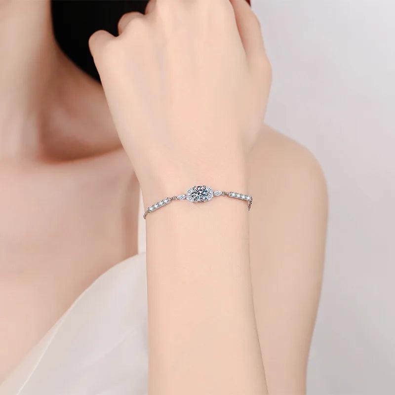 Awesome 1 Carat Real D Colour Moissanite Diamond Sparkling Charm Bracelets for Women - Fine Jewellery - The Jewellery Supermarket