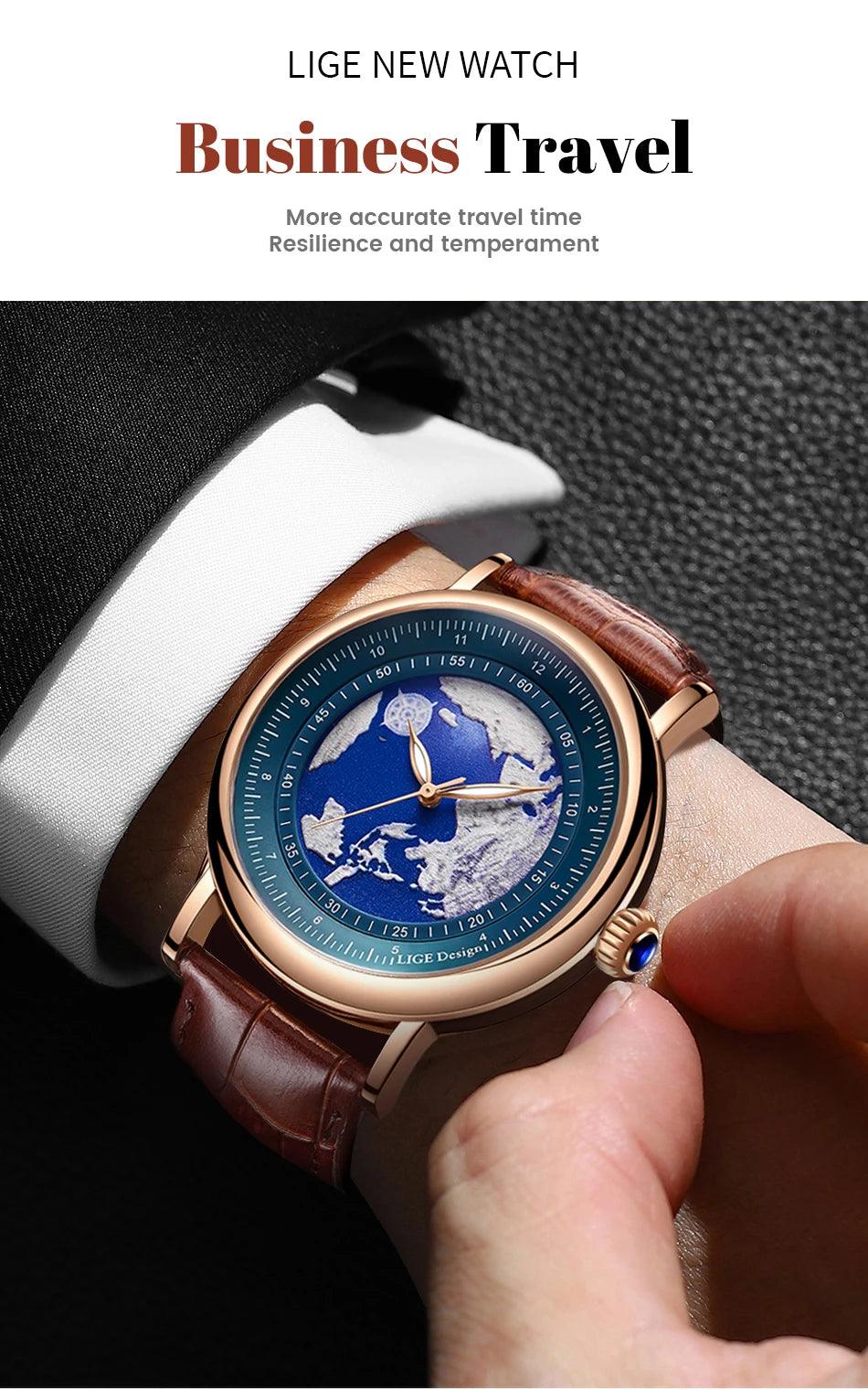 New Arrival Blue Planet Creative Earth Fashion Quartz Wristwatches -  Leather Sport Luminous Dial Mens Watches - The Jewellery Supermarket