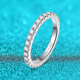 Popular 0.9ct 2mm Moissanite Diamonds Ring for Women - Full Eternity Solid Silver Stackable Wedding Diamond Ring 