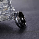 New Aluminum Slag Inlay Hammer Pattern Groove Hammered 8mm Black Tungsten Carbide Comfort Fit Wedding Rings For Men - The Jewellery Supermarket