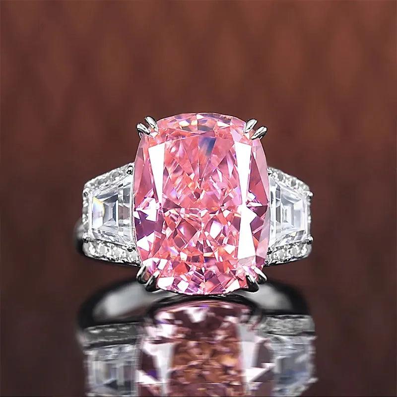 Luxury Pink AAAAA Lab Created Diamond Big Rings - Sterling Silver Party Wedding Engagement Fine Jewellery - The Jewellery Supermarket