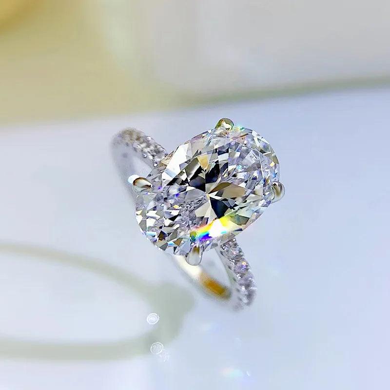Brilliant Silver Oval Cut AAAAA High Carbon Diamond Gemstone Engagement Big Rings for Women - Fine Jewellery - The Jewellery Supermarket