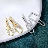 Trendy 14KGP Moissanite Diamonds 0.3CT D Color Paperclip Link Silver Huggie Hoop Earrings Fine Jewellery - The Jewellery Supermarket